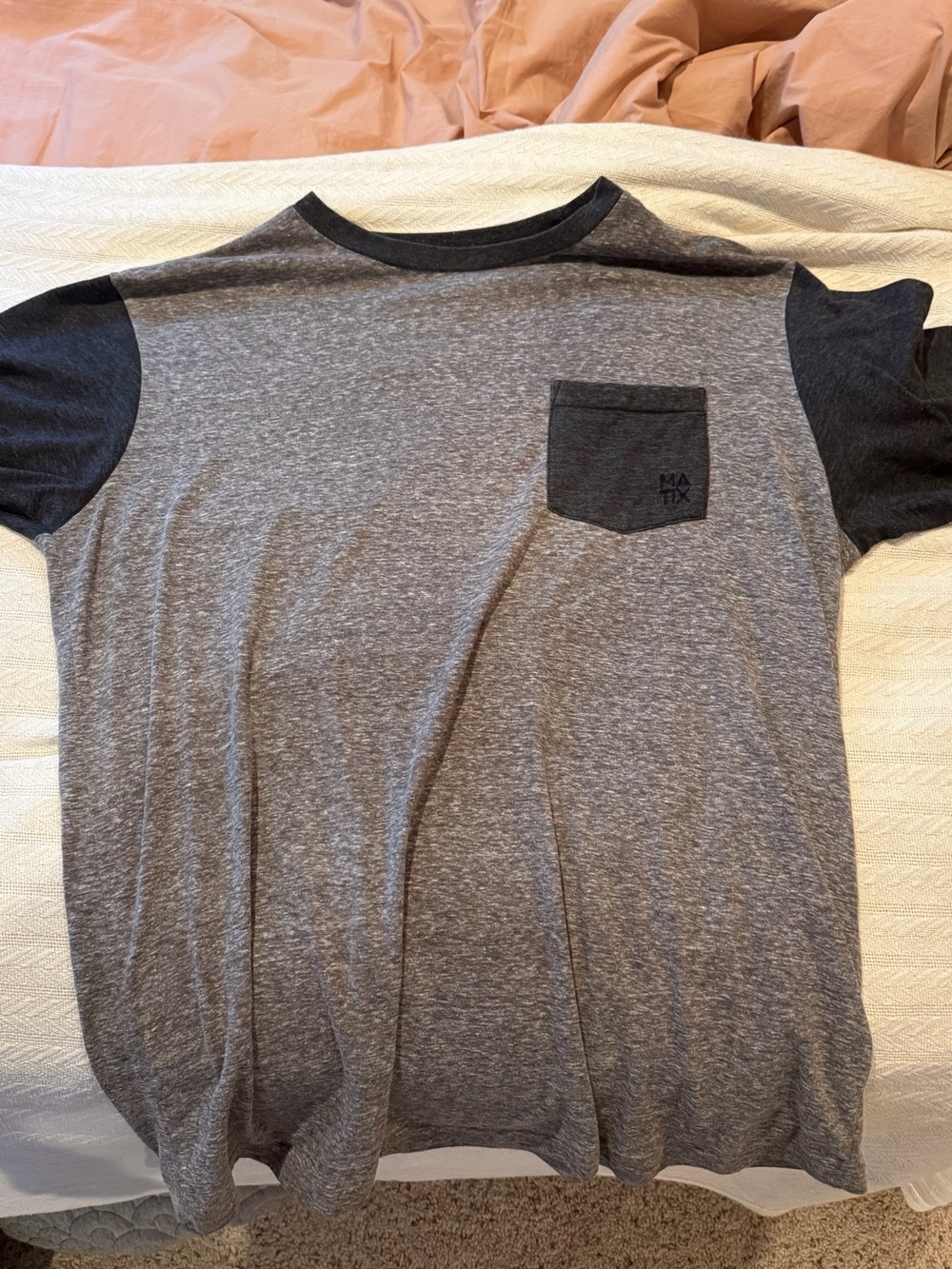 Matix Men's Heather Gray Tee with Dark Charcoal Accents Large